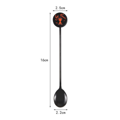 Langer Bar‑Löffel Cocktail‑Rührlöffel aus Edelstahl mit Halloween‑Geistmotiv