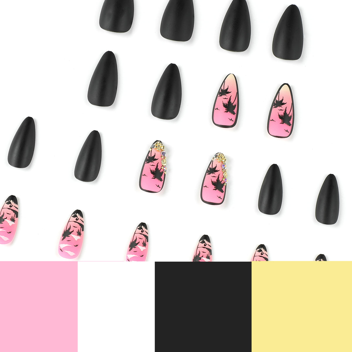Kunstvolle Nagelkunst mit Palmenmotiv und Glitzerakzenten Brehn