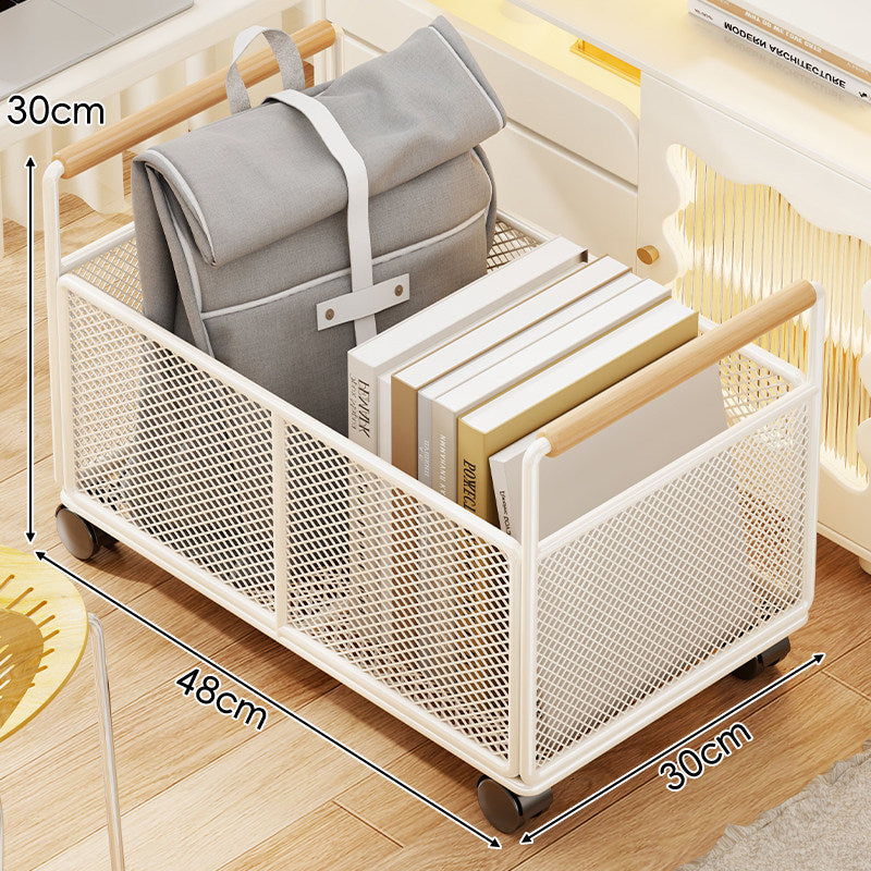 Mesh rechteckiger Speicher-Organizer-Korb mit Holzgriffen