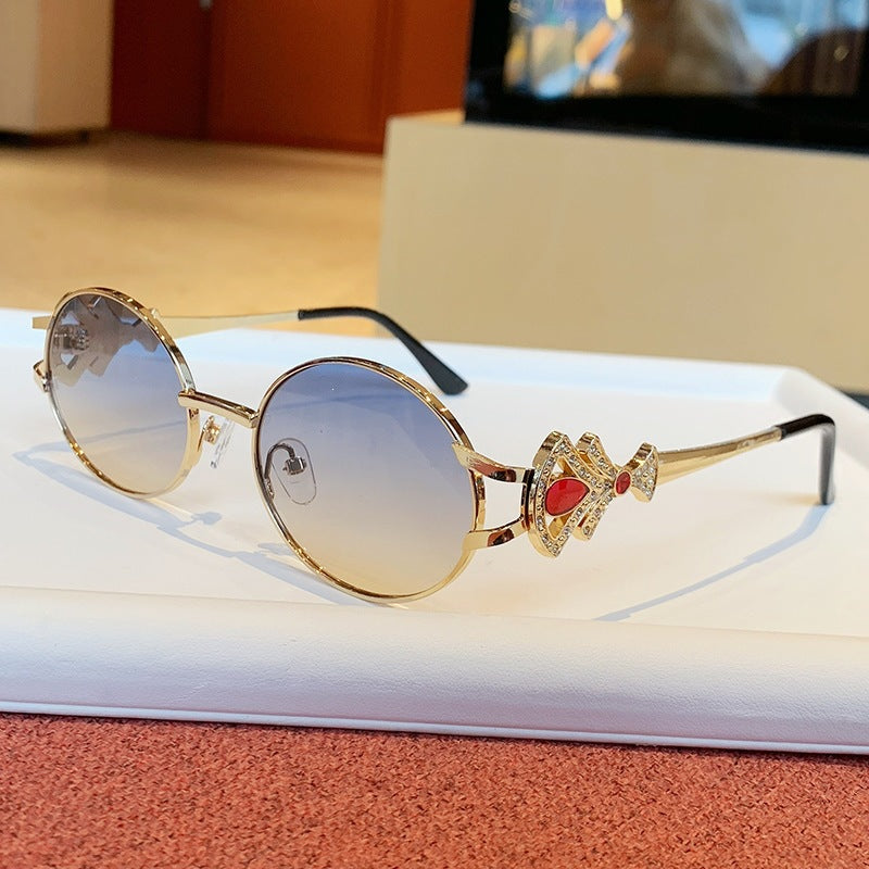 Damen elegante rechteckige Sonnenbrille mit glamourösen Verzierungen Brehn