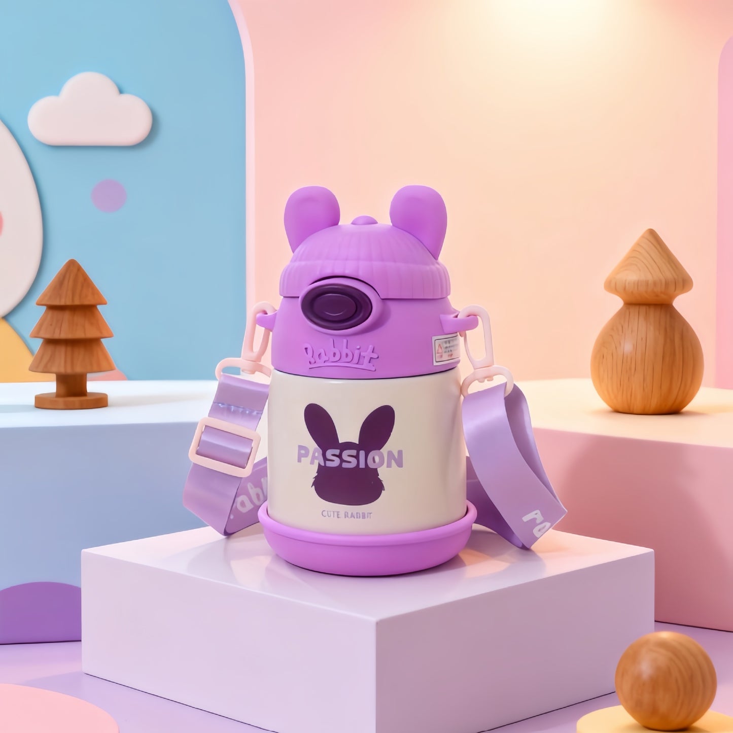 Damen Isolierte Kindertrinkflasche mit praktischem Tragegurt Brehn