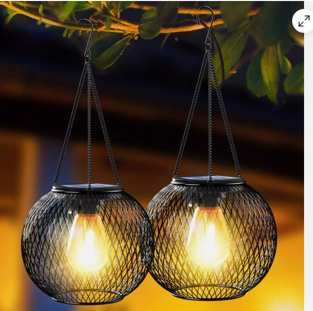 Solar Hängende Außenlaternen mit Vintage-LED-Glühbirne und Metallgehäuse wasserdichte Aufhängung Brehn