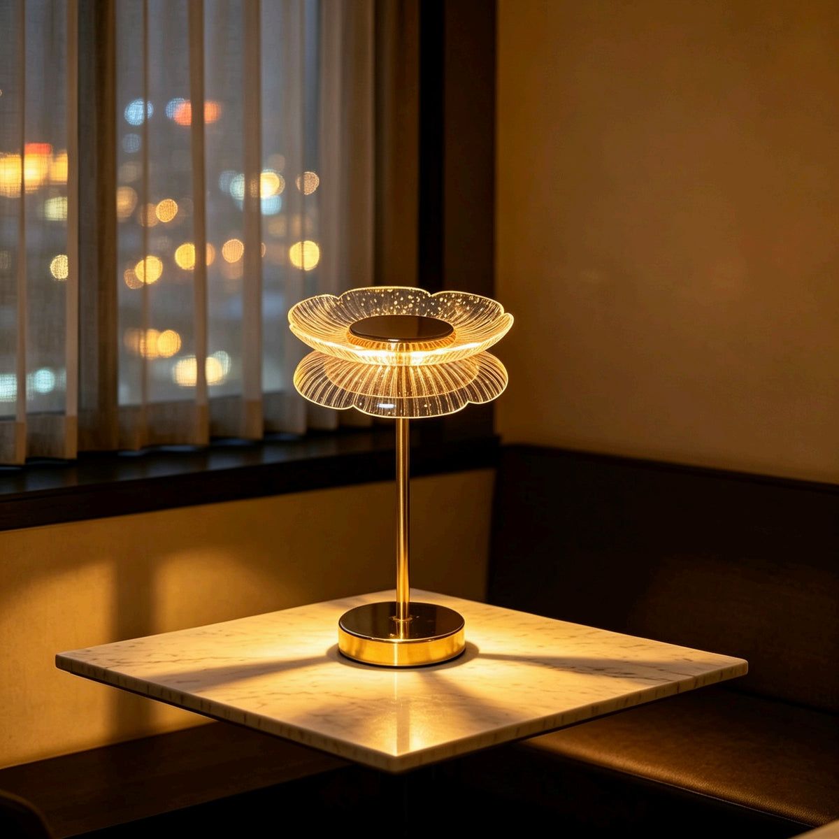 Künstlerische Glastischlampe