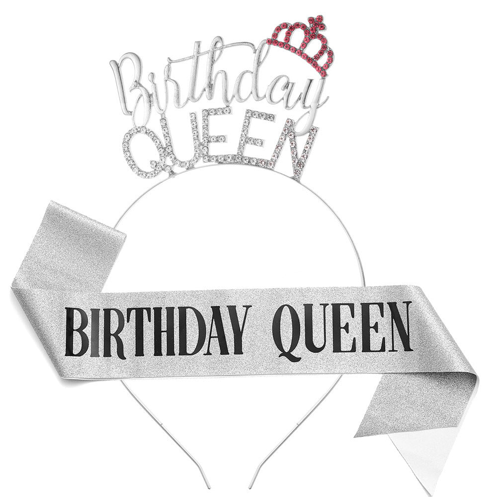 Damen Glitzernder Haarreif mit "Birthday Queen"-Schriftzug Brehn