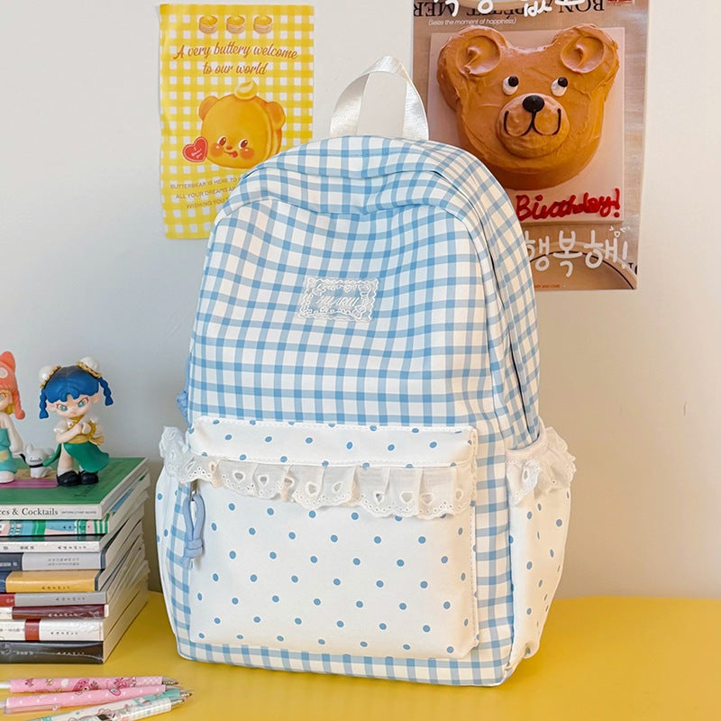 Stylische Gingham-Print Freizeit Rucksack Brehn