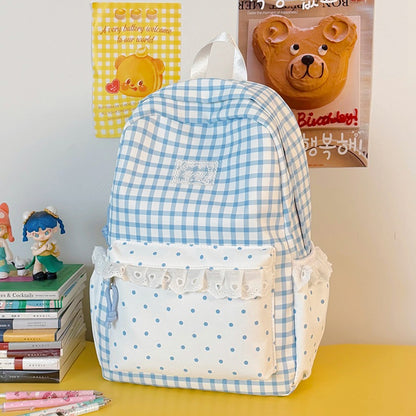 Stylische Gingham-Print Freizeit Rucksack Brehn
