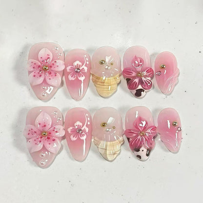 Blumenmuster Press-On Nagelkunst Kollektion