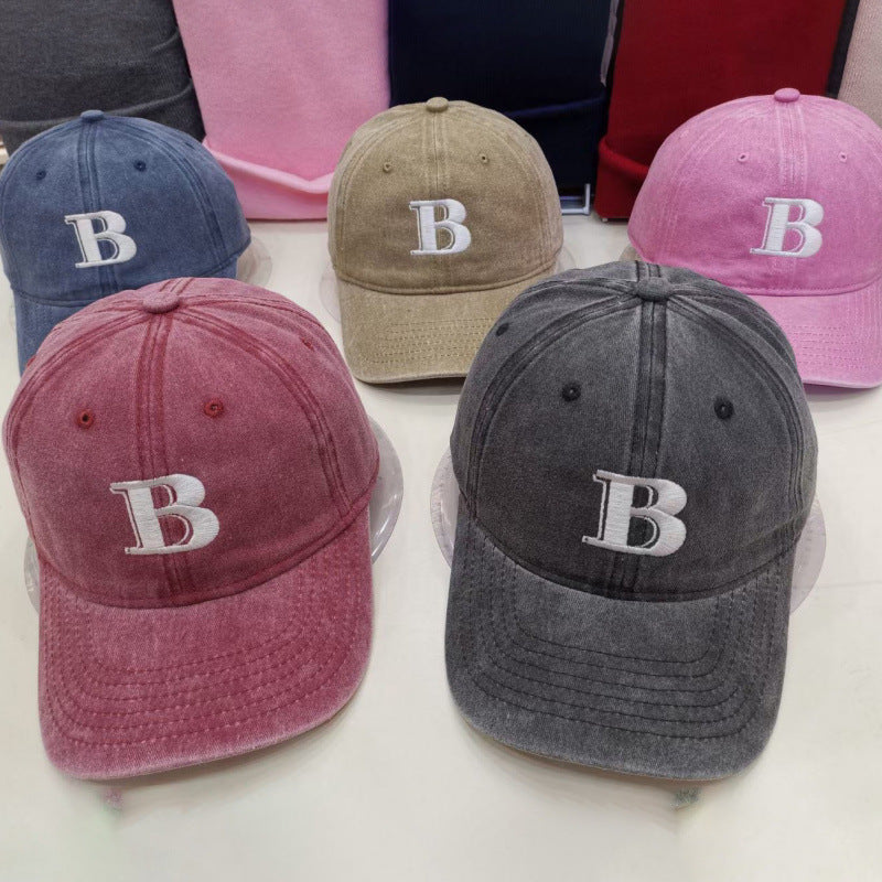 Damen Distressed Baumwoll-Baseballcap mit Buchstabenstickerei Brehn