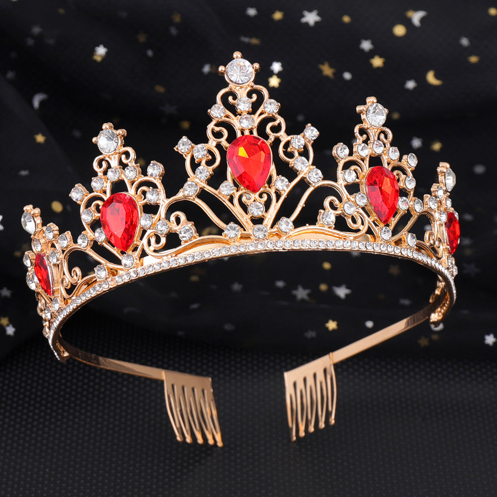 Mädchen Krone mit funkelnden Kristallen und elegantem Geburtstagsschärpen-Set Brehn