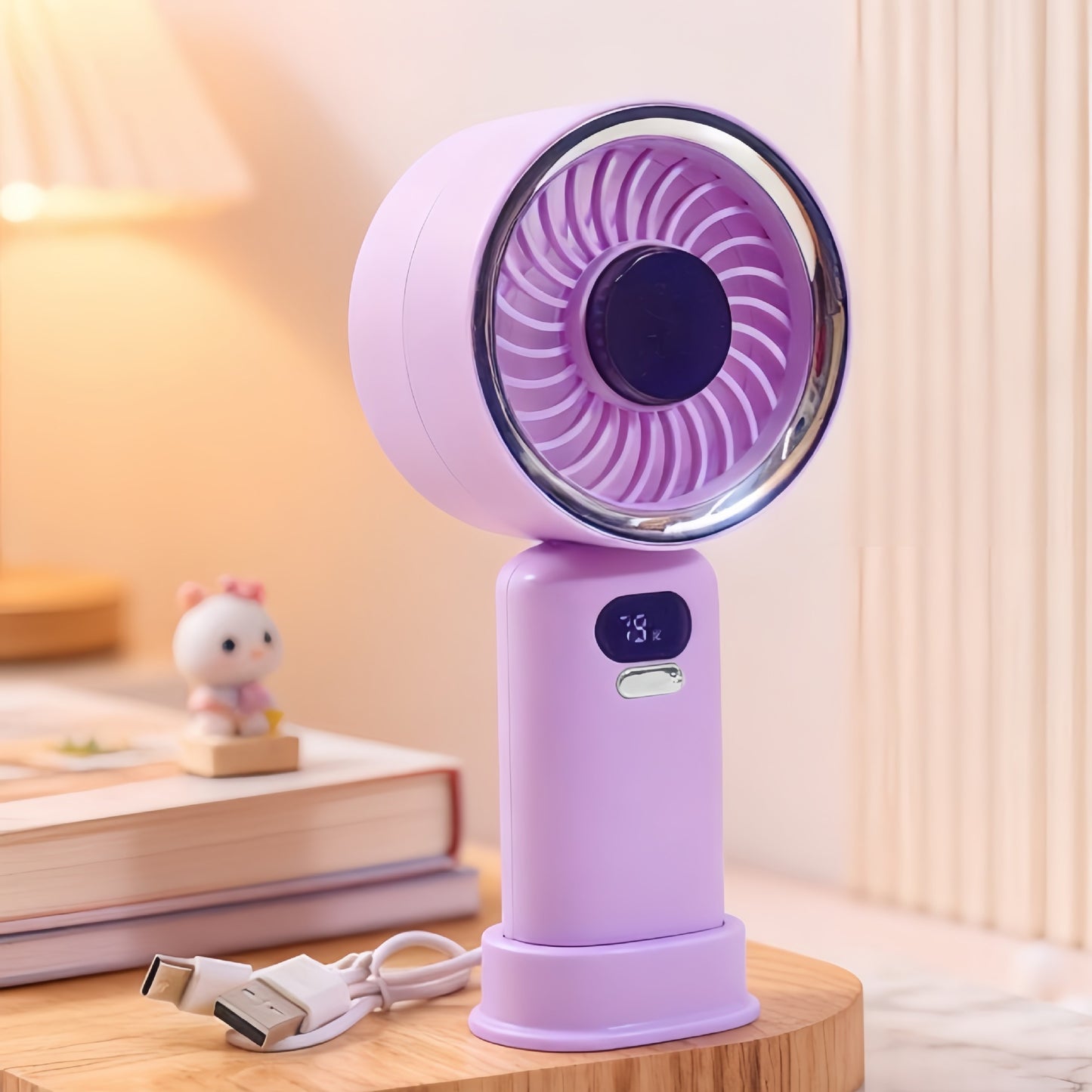 Damen Tragbarer Handventilator mit LCD-Display und variabler Geschwindigkeitsregelung Brehn