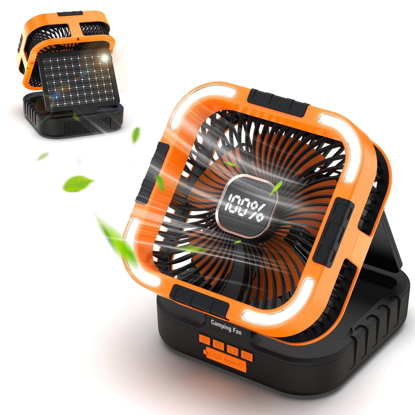 Unisex Tragbarer Campingventilator mit Solar- und USB-Ladefunktion Brehn