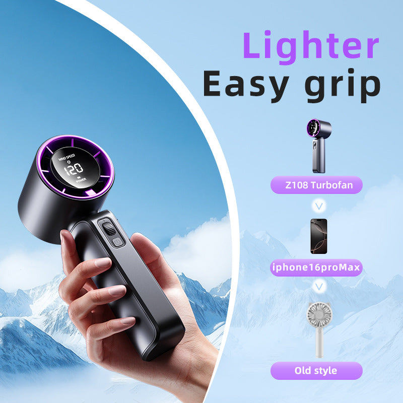 Unisex nan kompakt Hochgeschwindigkeits-Handventilator mit LED-Display, wiederaufladbarem Akku und leisem Turbine Brehn