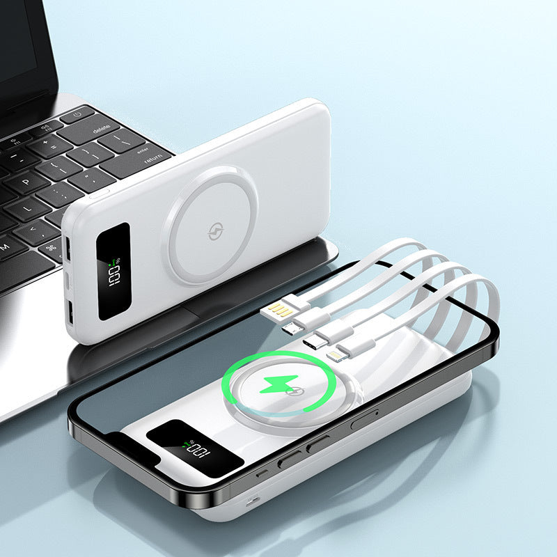 Tragbare Powerbank mit integrierter Qi-Ladefunktion und digitaler Anzeige Brehn