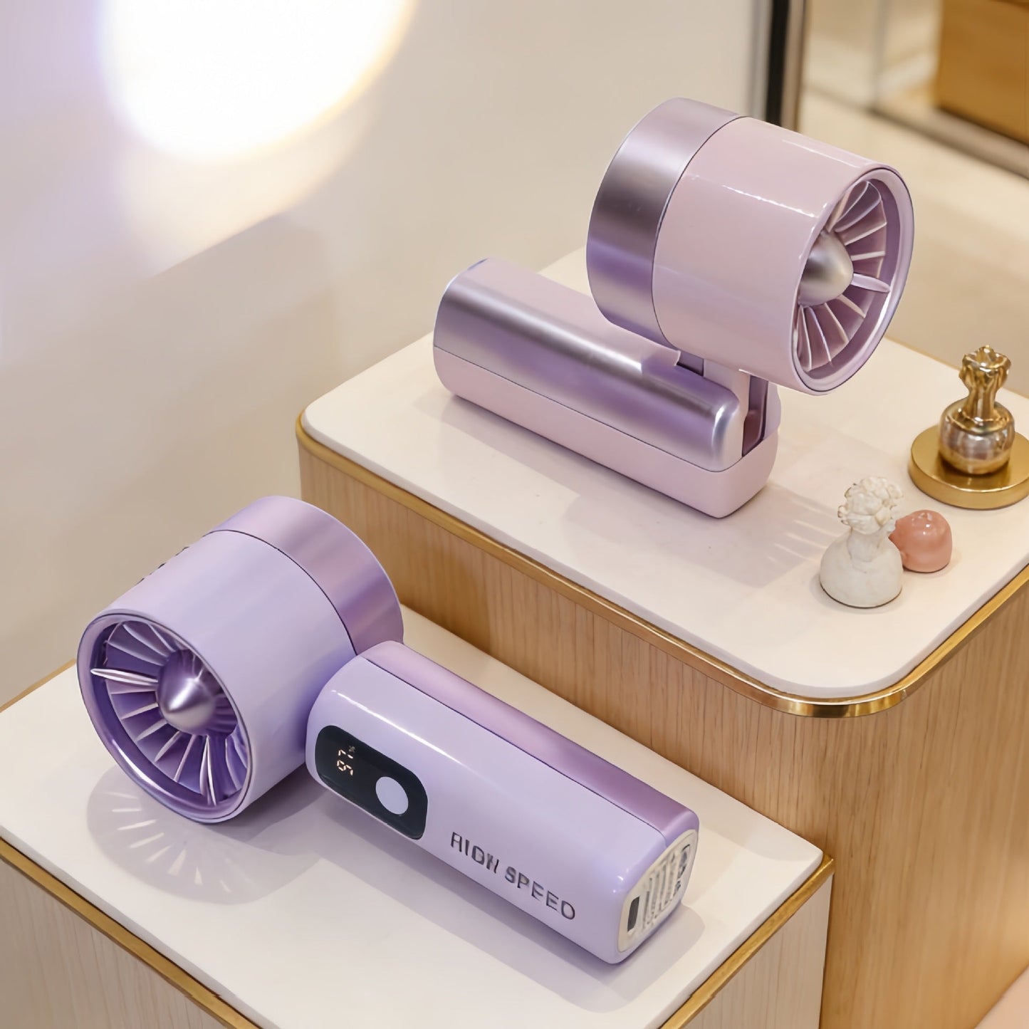 Damen tragbarer Mini-Ventilator mit digitaler Temperaturanzeige Brehn