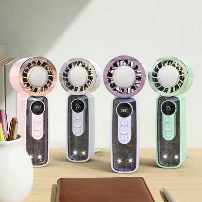 Unisex Tragbarer Mini-Dual-Ventilator mit LED-Anzeige und USB-Aufladung Brehn