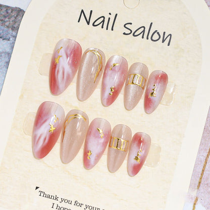 Künstlerisches Press-On-Nagelset mit Kirschblütenmuster Brehn