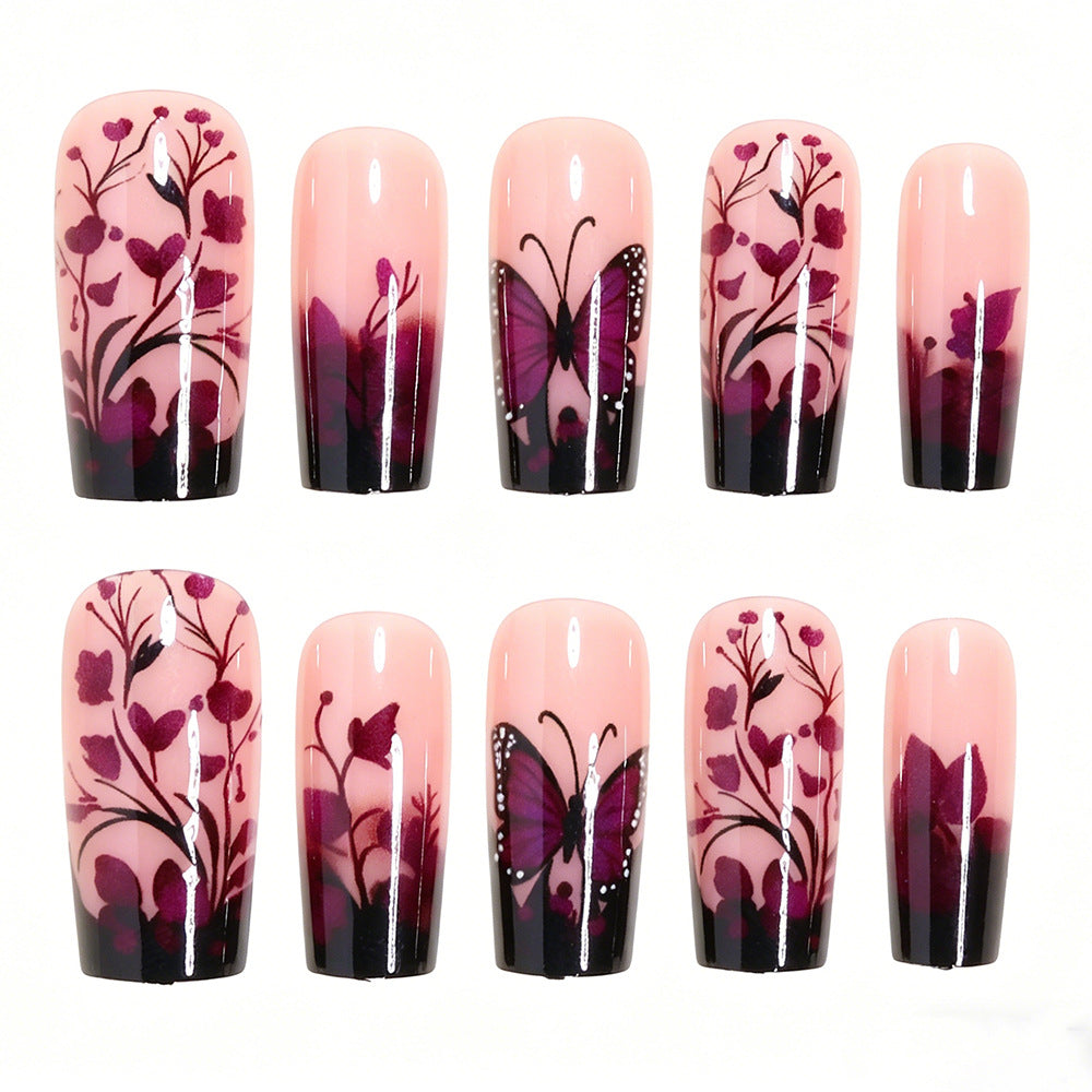 Elegante Schmetterlings-Blumen-Nagelkunst-Spitzen Brehn
