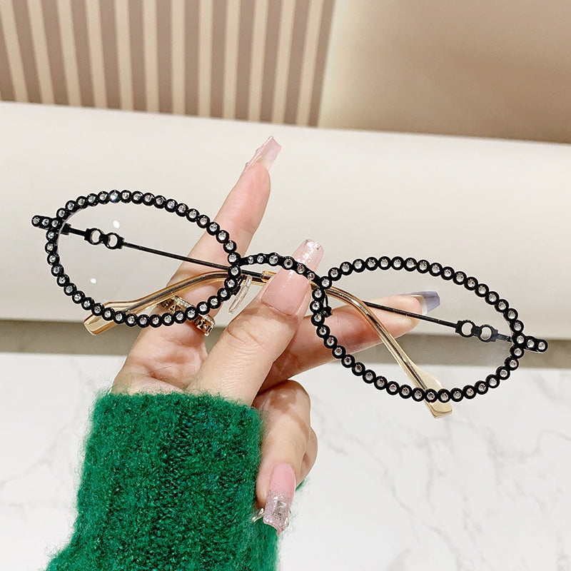 Damen Designer-Brillengestell mit extravagantem Perlenrahmen Brehn