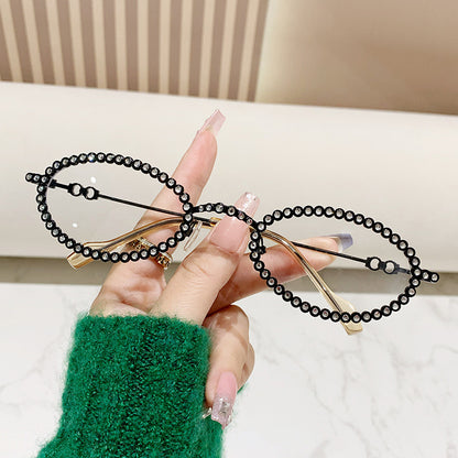 Damen Designer-Brillengestell mit extravagantem Perlenrahmen Brehn