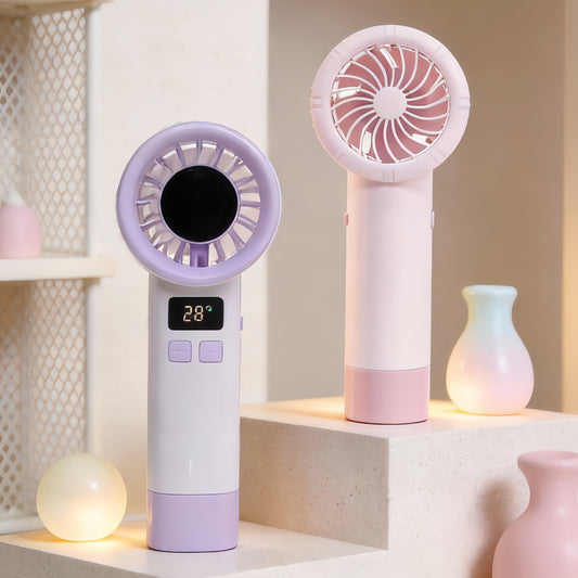 Damen Tragbarer Handventilator mit digitaler Temperaturanzeige Brehn