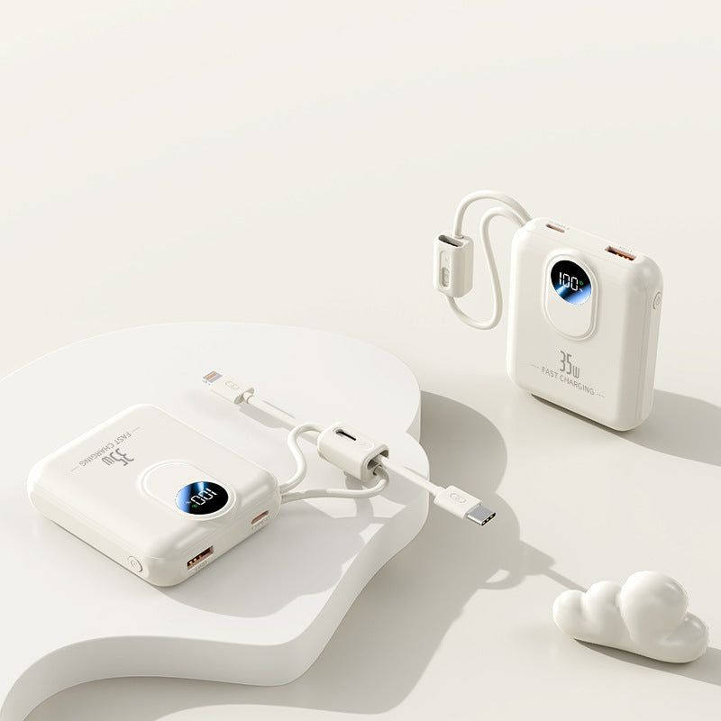 Powerbank mit Schnellladefunktion und Integrierten Ladekabeln Brehn