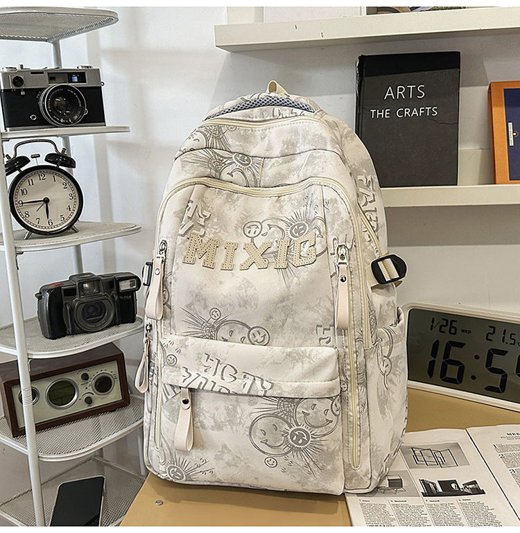 Grafikdruck Mehrfach-Taschen Schul-Rucksack