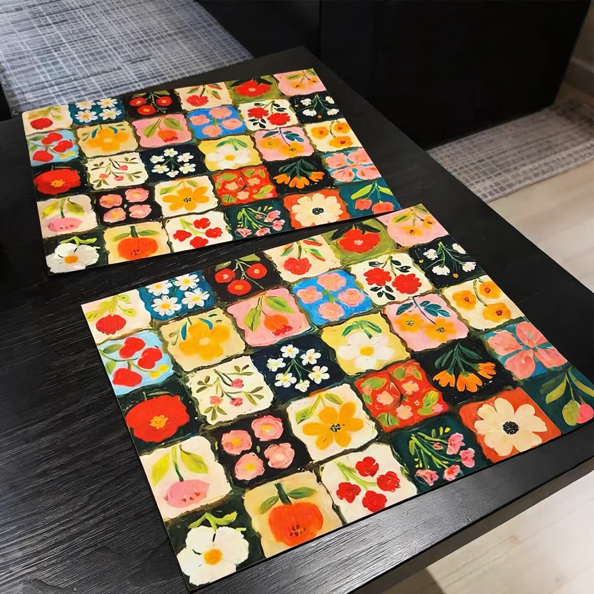 Bunte florale Küchentischmatte