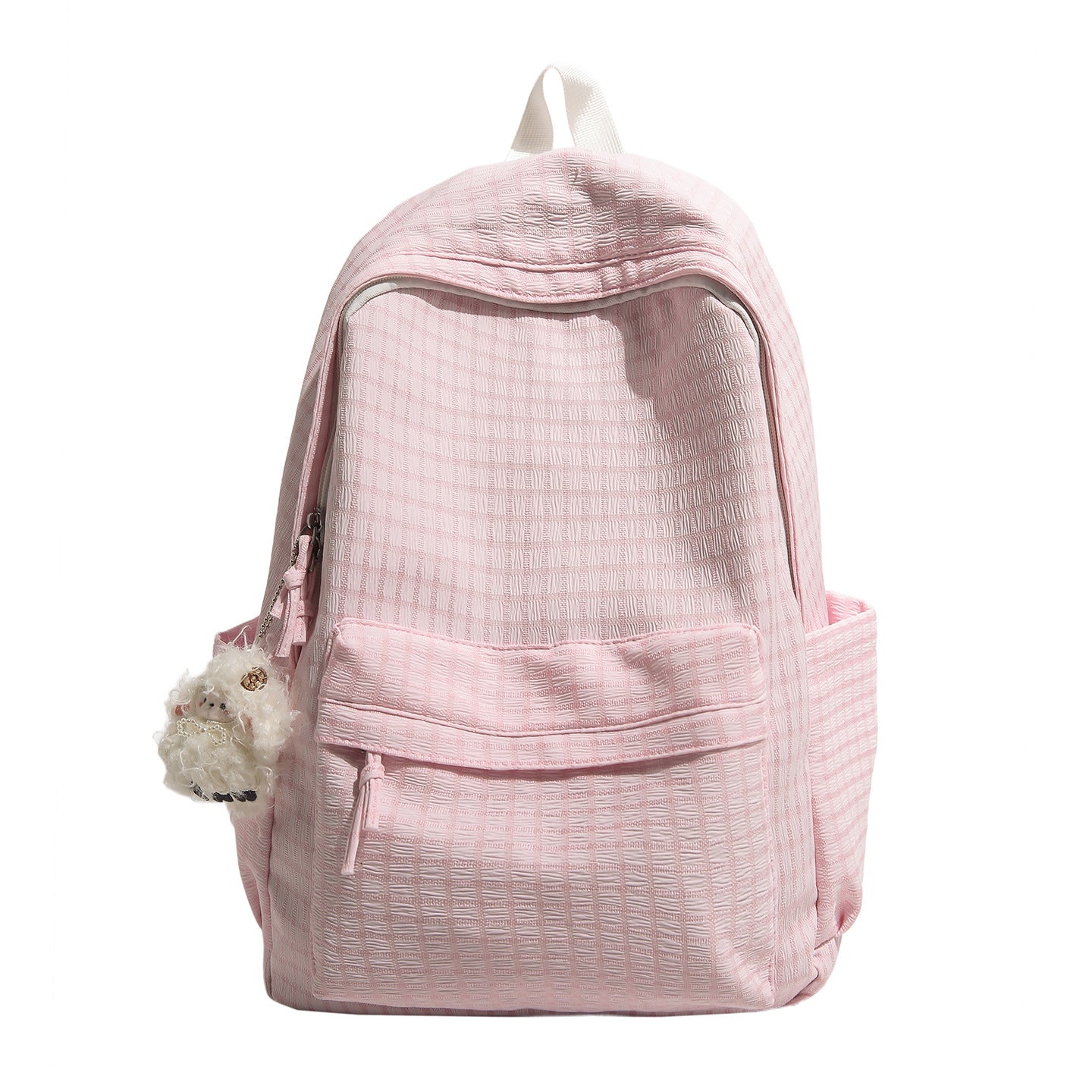 Kariertes Muster Multi-Taschen Rucksack Brehn