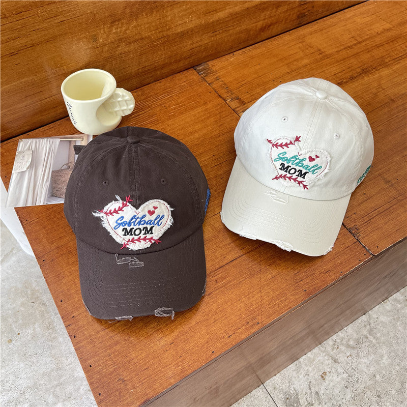 Damen Distressed Softball Mom Patch Baseball Cap Brehn