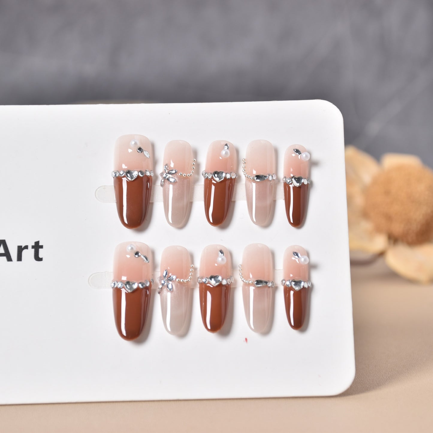 Glamourös Kristall-Beschichtet Press-On Nageldesign Brehn