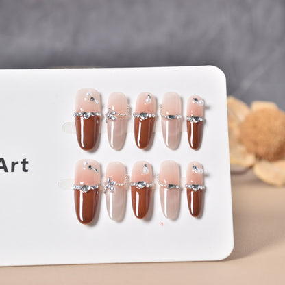 Glamourös Kristall-Beschichtet Press-On Nageldesign Brehn