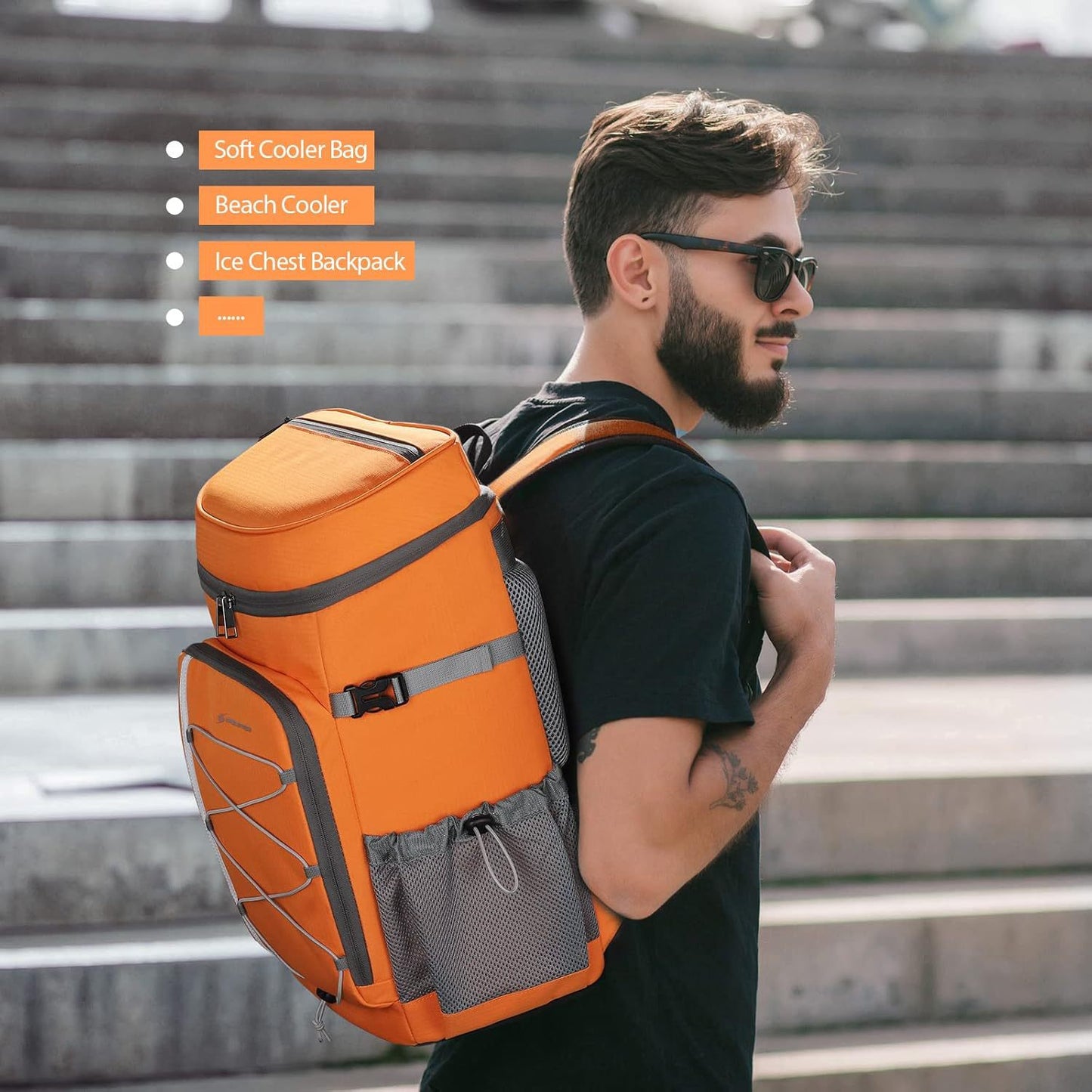 Unisex nan isolierter Picknick-Rucksack mit integriertem Kühlfach, Flaschenhalter und verstellbarem Gurtsystem Brehn