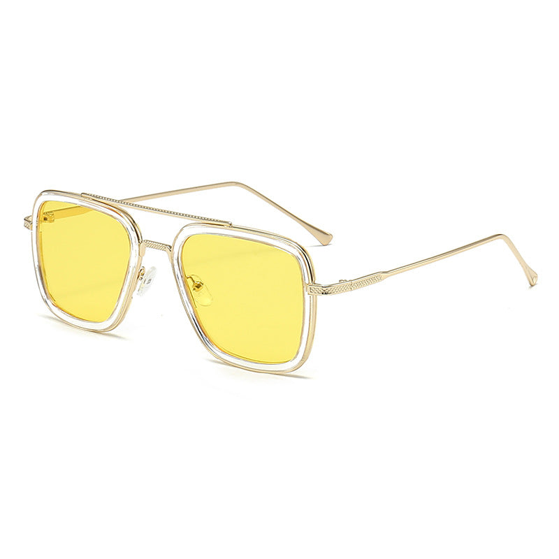 Damen modische quadratische Sonnenbrille mit glamourösem Metallrahmen Brehn