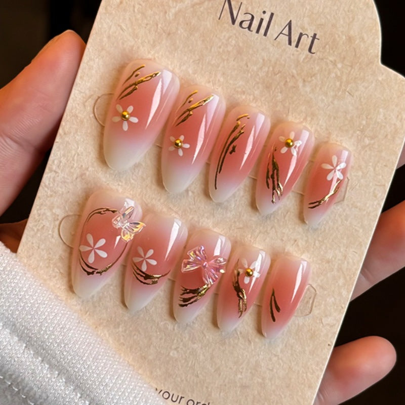 Elegantes blumenförmiges Press-On-Nagelkunst-Kit Brehn