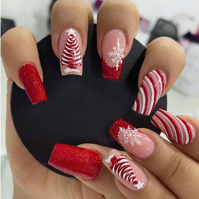 Kunstnagelset mit festlichen Glitzer- und Weihnachtsmotiven Brehn