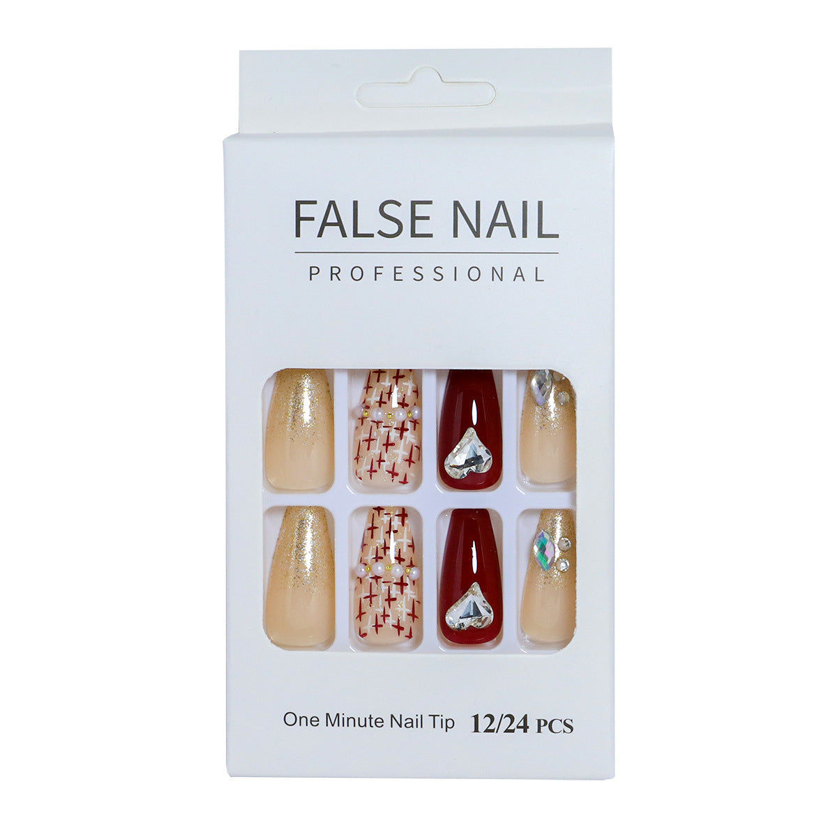 Dekorativer Press-On-Nagelset mit 3D-Akzenten Brehn