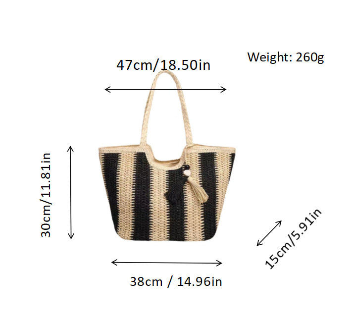 Strandtasche mit Fröhlichen Streifen und Quastendetails Brehn