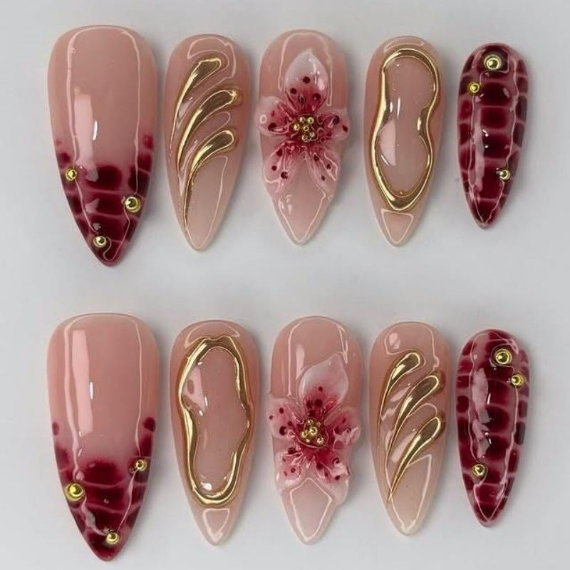 Künstlerisches Press-On-Nageldesign-Set Brehn