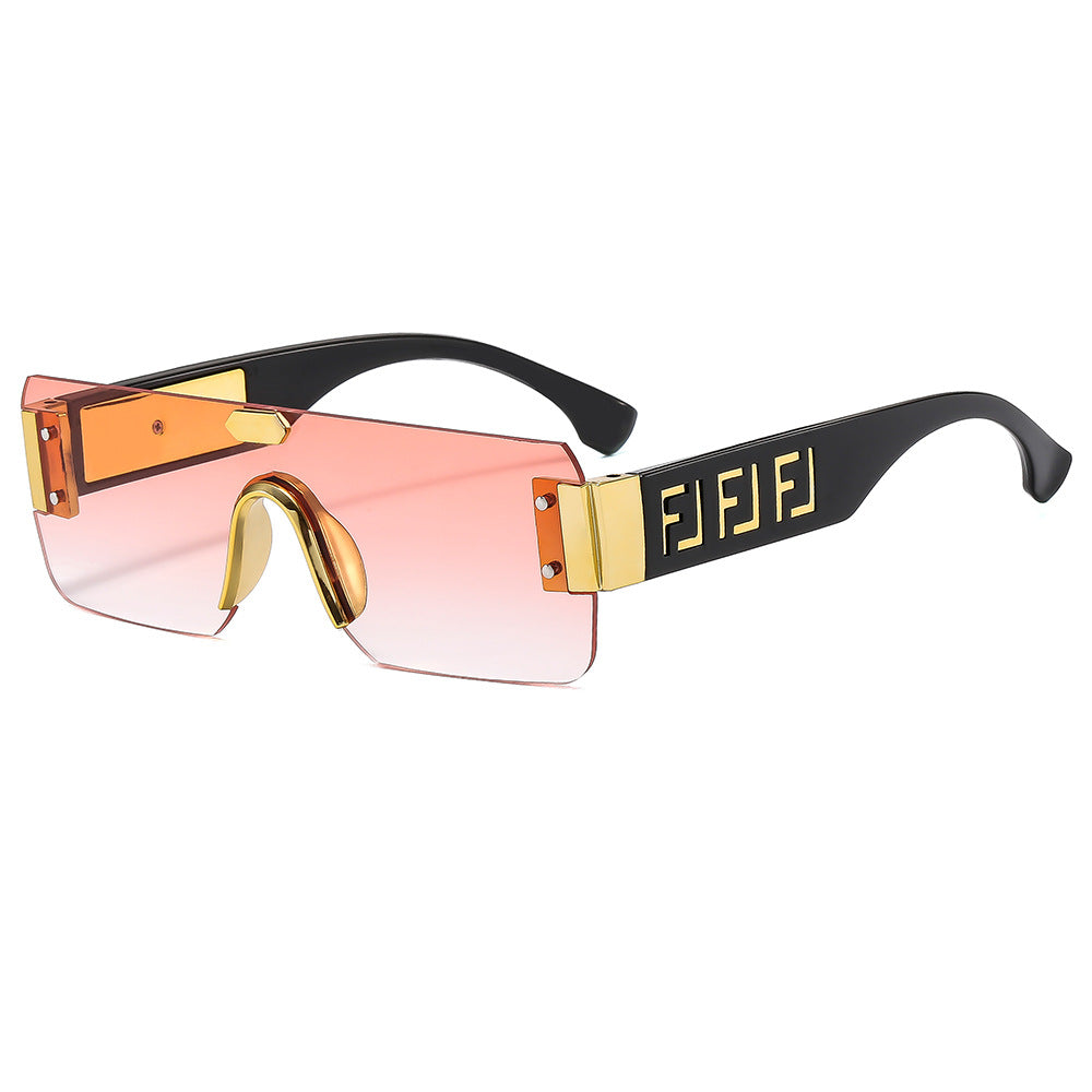 Damen futuristische Oversize-Sonnenbrille mit Metall-Details Brehn
