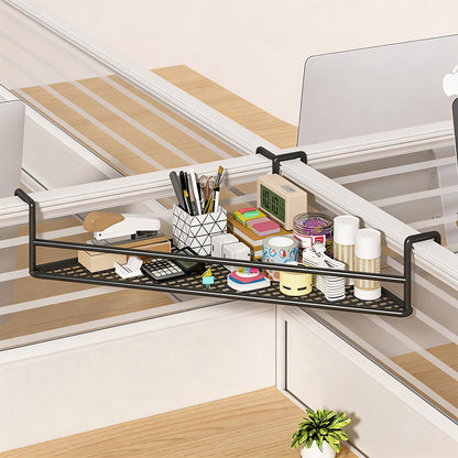 Clamp-On-Mesh-Schreibtisch-Trennwand-Regal-Organizer mit Rautenschale und Überkantenhaken
