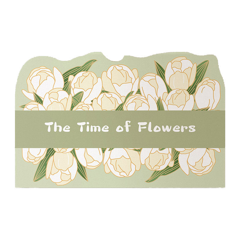 Absorbent Non-Slip Entrance Doormat with Tulip Illustration and 'The Time of Flowers' Typography