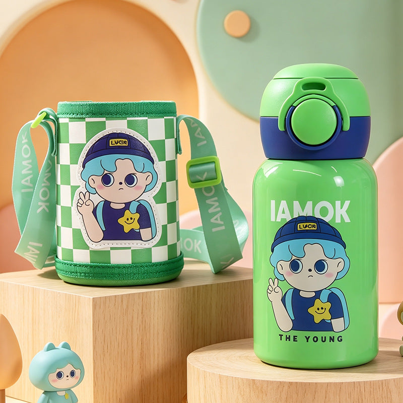 Damen Isolierflasche mit praktischem Tragegurt und verspieltem Design Brehn