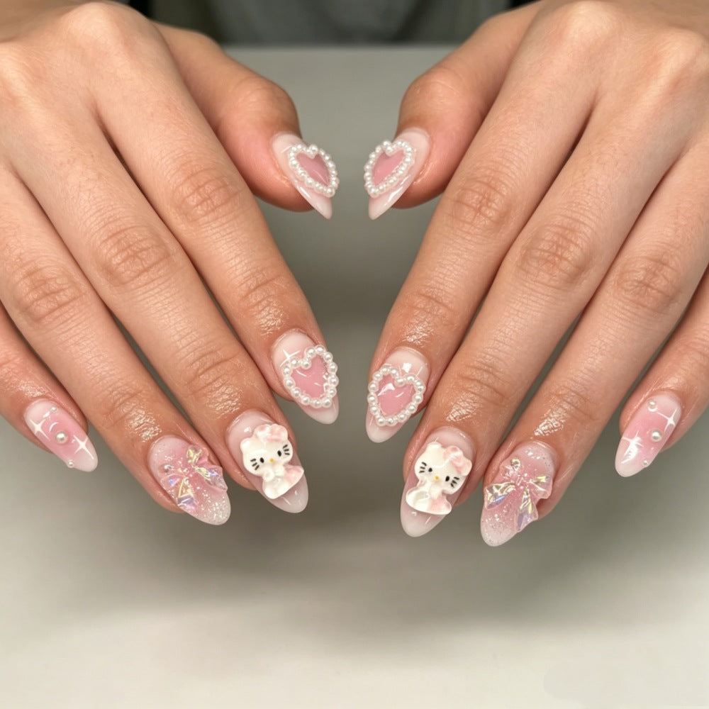 Schickes mandelförmiges Press-On-Nagelset Brehn