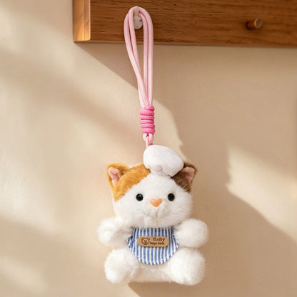 Plüsch Calico Katze Erdbeer Mini Taschenanhänger Schlüsselanhänger mit weichem Seilschlaufe & Metallclip Brehn