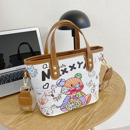 Verspielte illustrierte Schultertasche