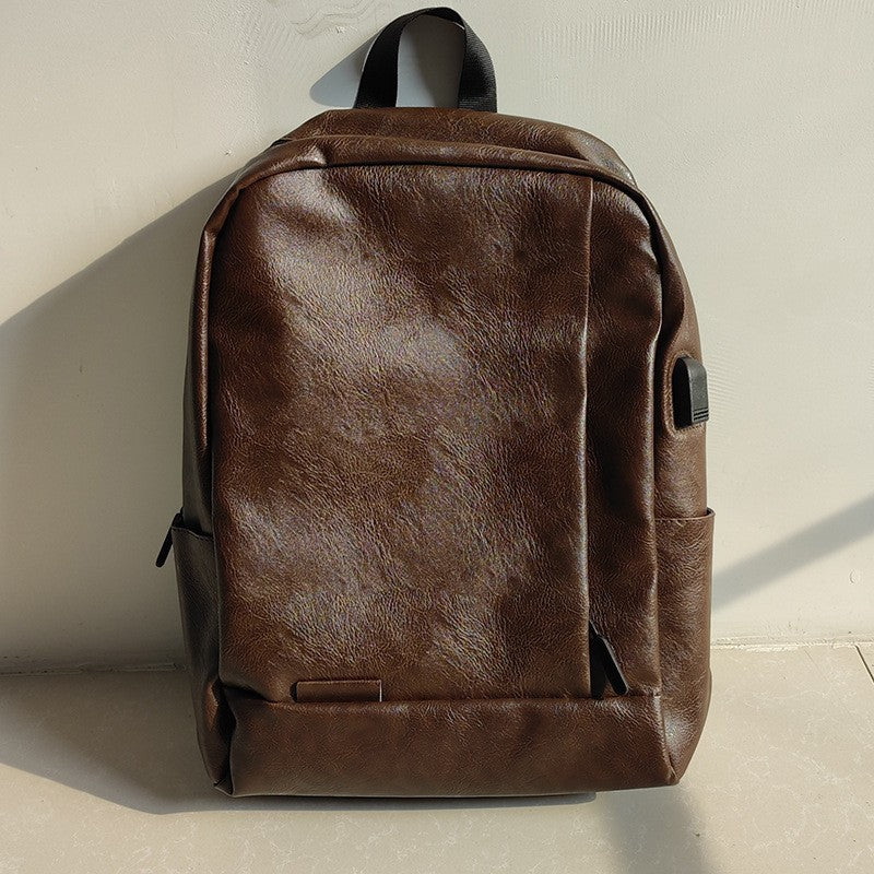 Umweltfreundlicher strukturierten Leder Laptop Rucksack Brehn