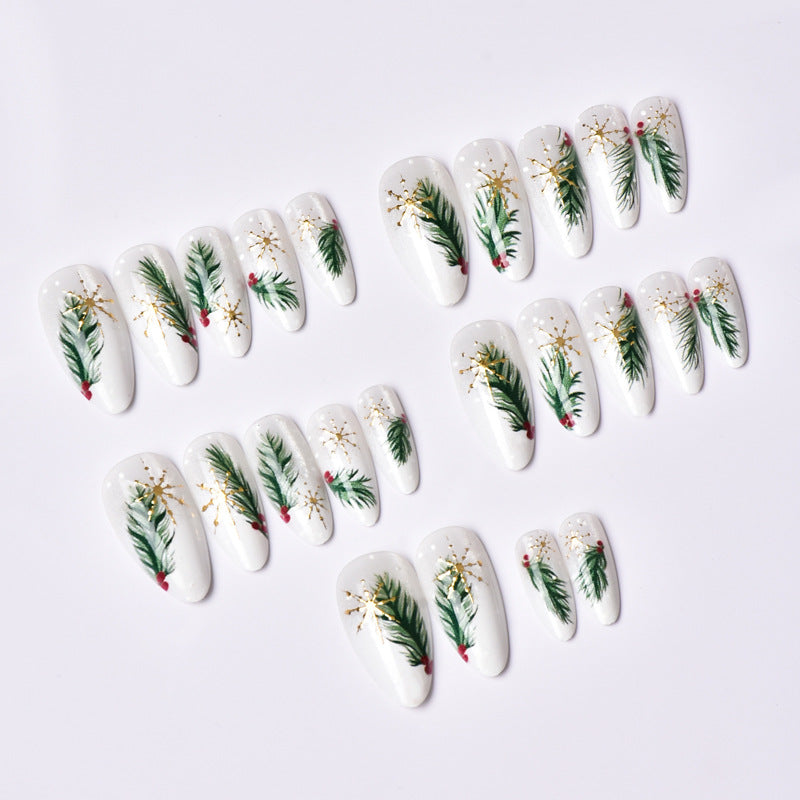 Festliche Botanische Press-On Nagelkunst