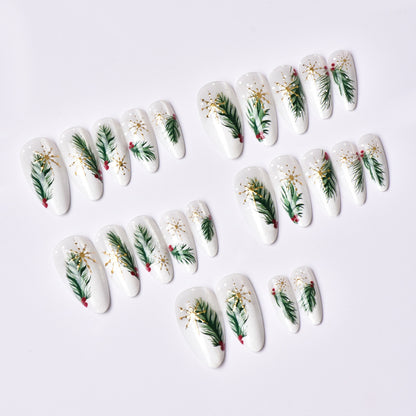 Festliche Botanische Press-On Nagelkunst
