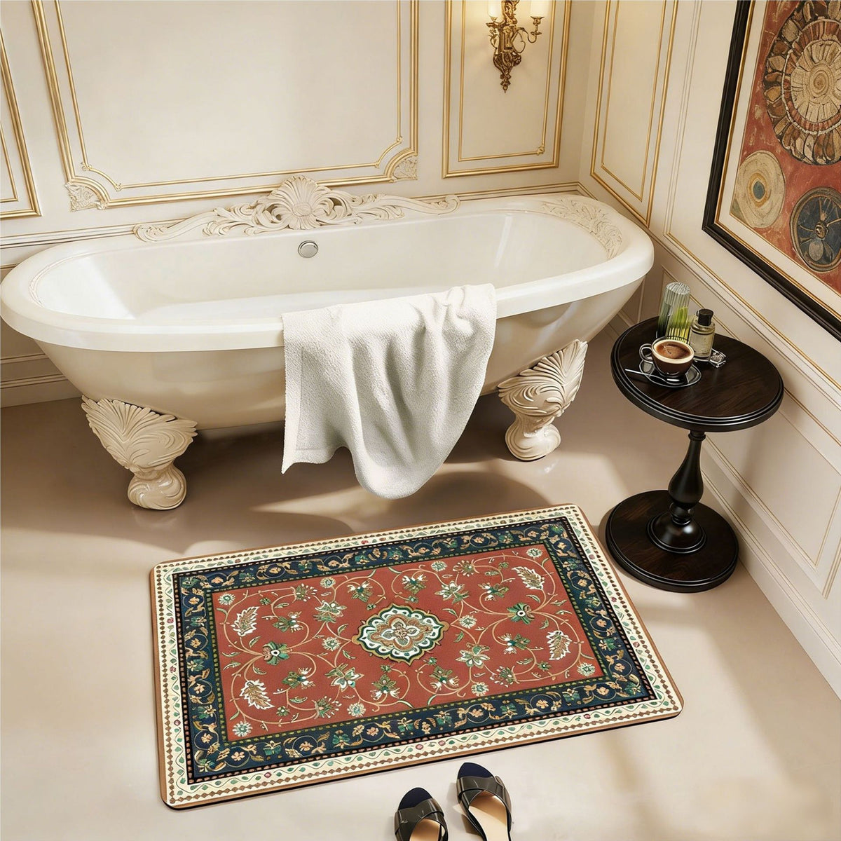 Floral-Patterned Luxury Bath Mat Brehn