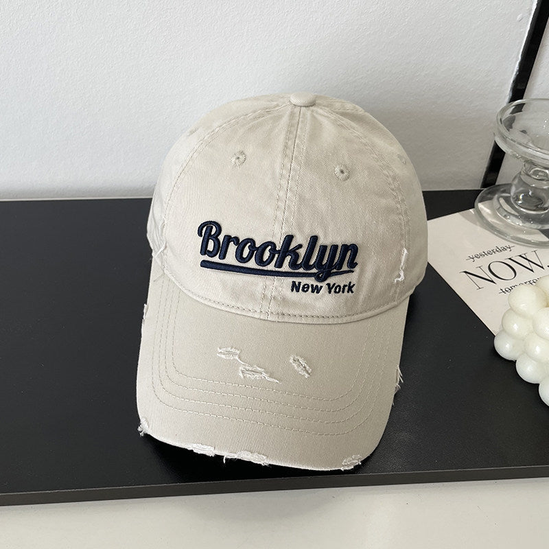 Distressed Baumwoll-Baseballmütze mit Brooklyn-Stickerei